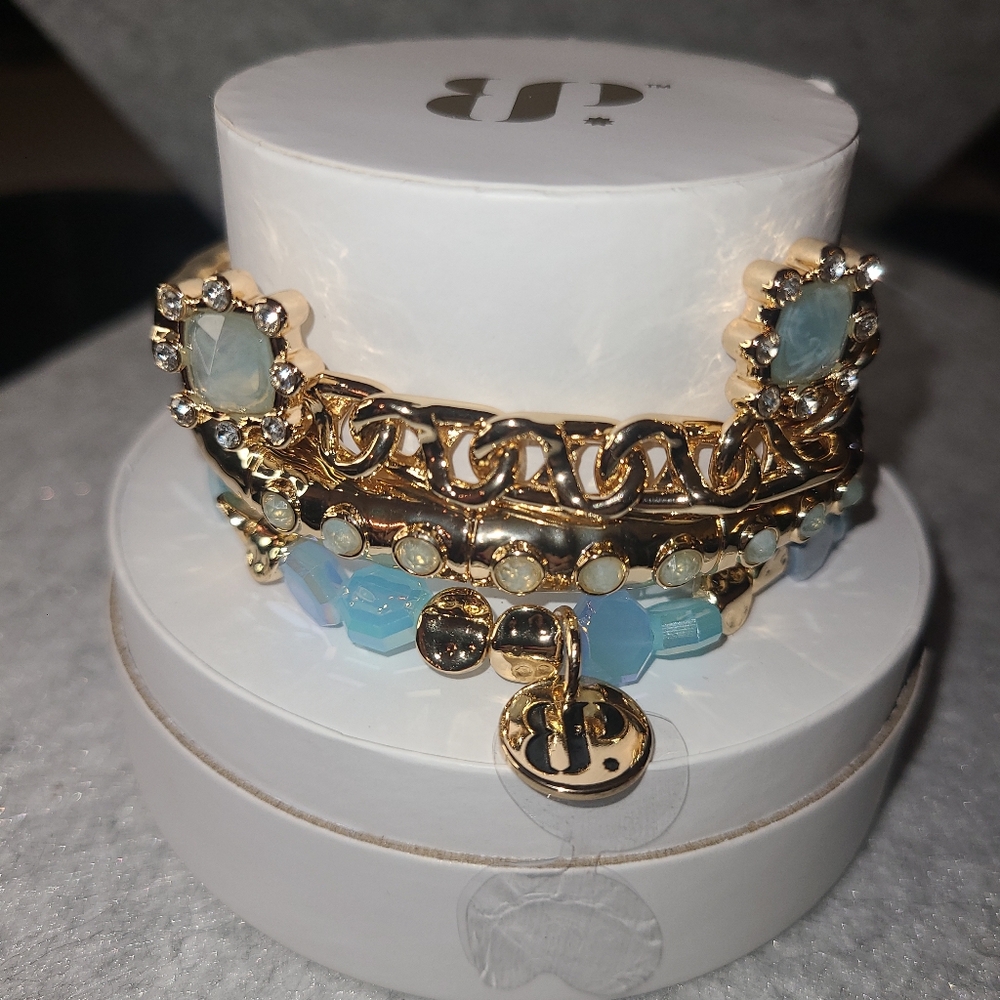 Gold and Blue Charm Bracelet